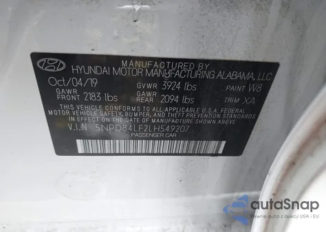 2020 Hyundai Elantra Value Edition from USA, damaged, VIN 5NPD84LF2LH549207